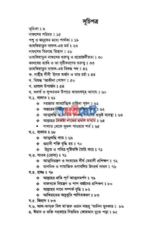 তাযকিয়াতুন নাফস PDF (Tazkiyatun Nafs) - সূচিপত্র ১