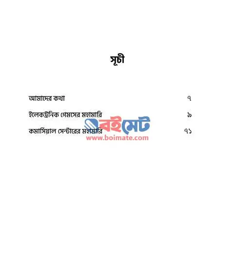 ইলেকট্রনিক গেমস এবং কমার্সিয়াল সেন্টারের মহামারি PDF (Electronic Games Ebong Commercial Centerer Mohamari) - সূচিপত্র ১