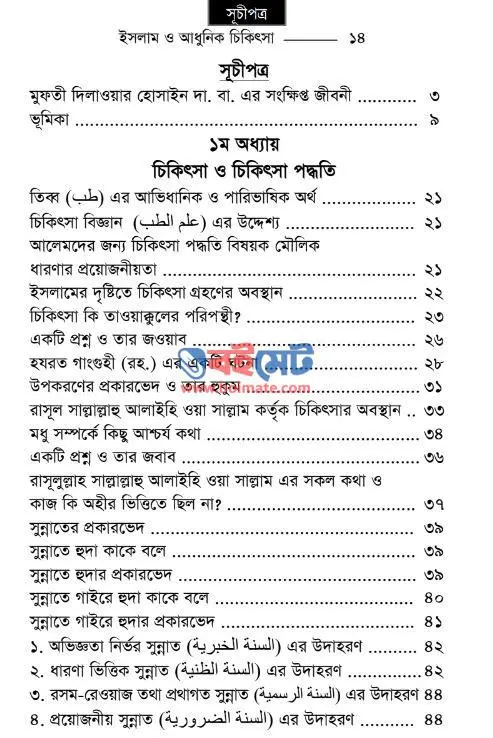 ইসলাম ও আধুনিক চিকিৎসা PDF (Islam o Adhunik Chikithsa) - সূচিপত্র ১