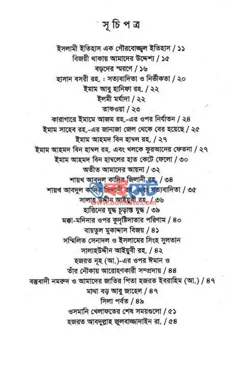 বড়দের স্মরণে PDF (Boroder Sorone) - সূচিপত্র ১