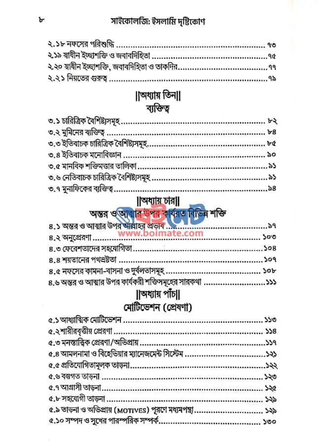 সাইকোলজি ইসলামি দৃষ্টিকোণ PDF (Psychology Islami Dristikon) - সূচিপত্র ২