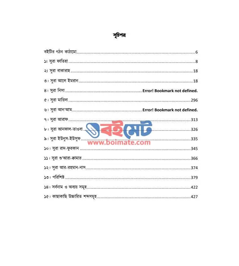 আল-কুরআনের শব্দসমূহ PDF (Al-Quraner Shobdosomuho) - সূচিপত্র ১