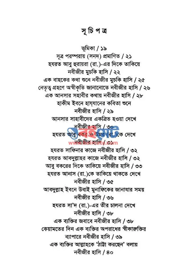 নবীজীর হাসি PDF (Nobijir Hasi) - সূচিপত্র ১