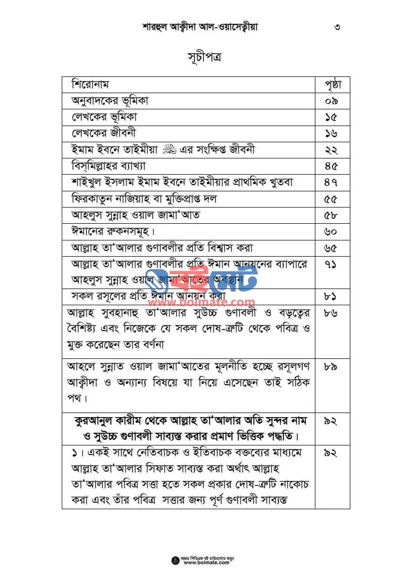 শারহুল আক্বিদাহ আল-ওয়াছিত্বীয়া PDF (Sharhul Akidah Al Wasitia) - ১