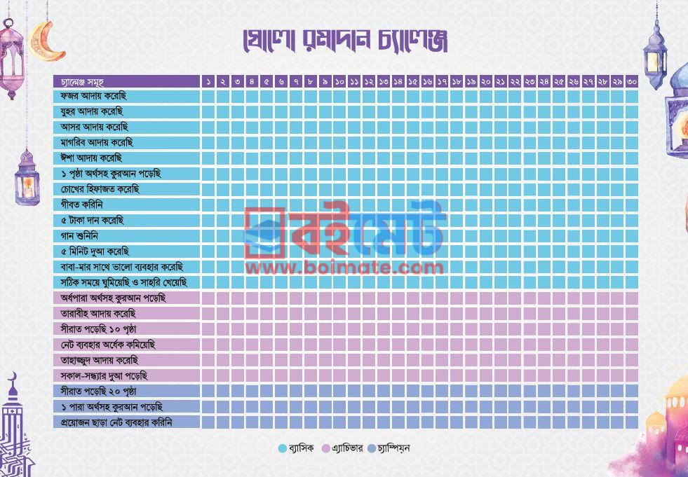 ষোলো রমাদান চ্যালেঞ্জ শিট PDF (Sholo Ramadan Challenge Sheet) - ১ ষোলো রমাদান চ্যালেঞ্জ শিট PDF (Sholo Ramadan Challenge Sheet) - ১