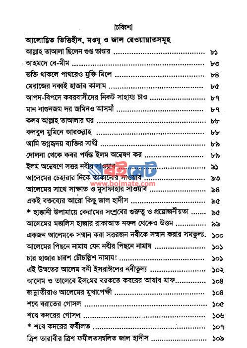 প্রচলিত জাল হাদীস PDF (Procholito Jal Hadis) - সূচিপত্র ২