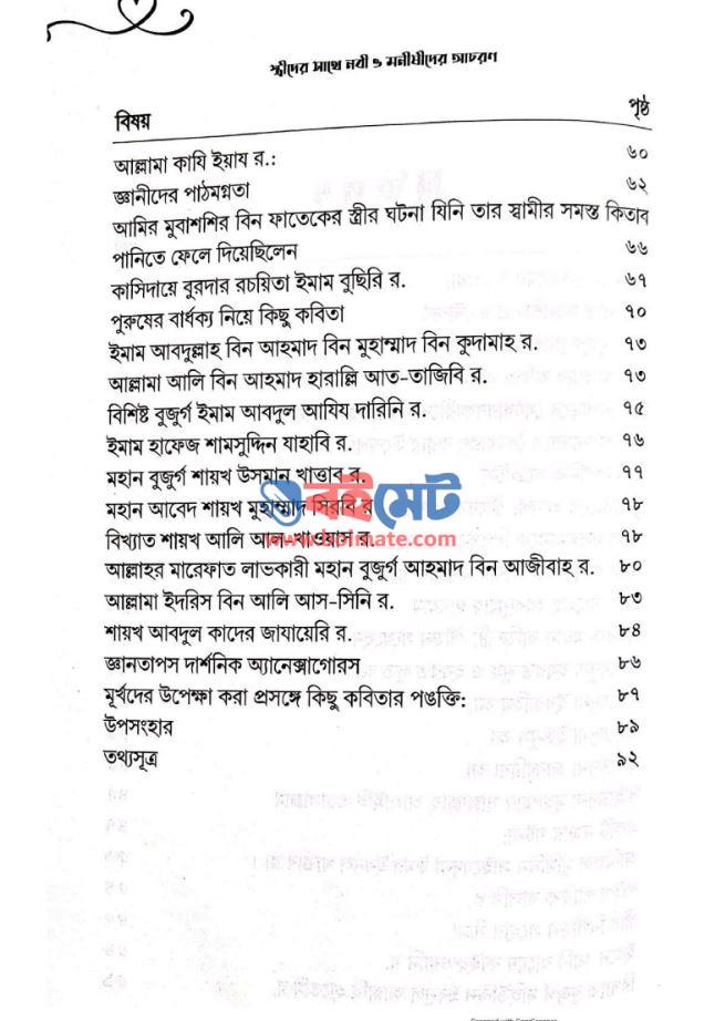 স্ত্রীদের সাথে নবী ও মনিষীদের আচরণ PDF (Strider Sathe Nobi O Monishider Achoron)
